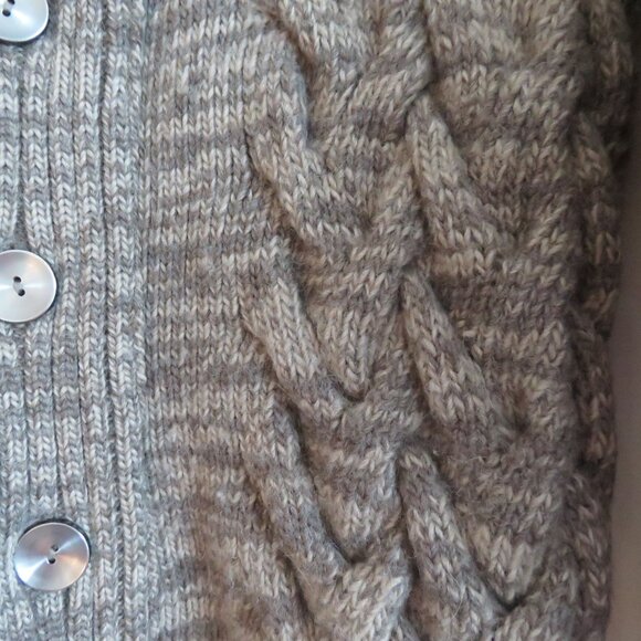 S.N.S. HERNING 100% Wool Shawl Collar Chunky Knit Fisherman Cardigan Men's Sz S - Picture 8 of 16
